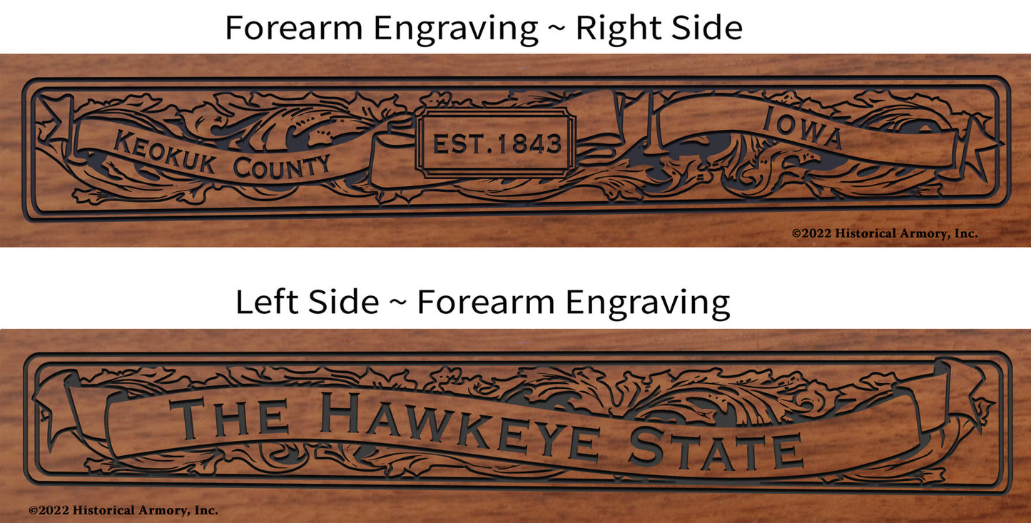 Keokuk County Iowa Engraved Rifle Forearm