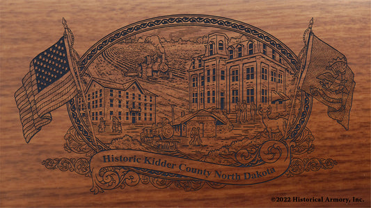 Kidder County North Dakota Engraved Rifle Buttstock