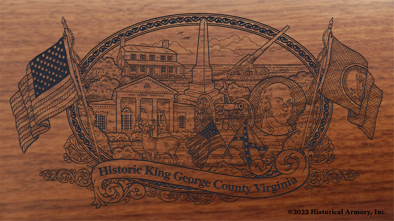 King George County Virginia Engraved Rifle Buttstock