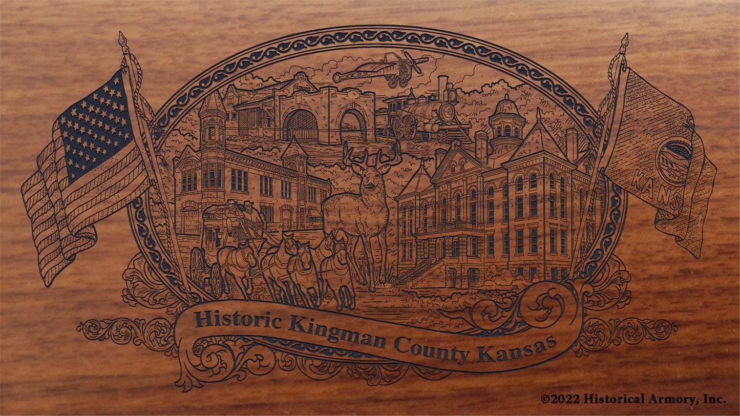 Kingman County Kansas Engraved Rifle Buttstock