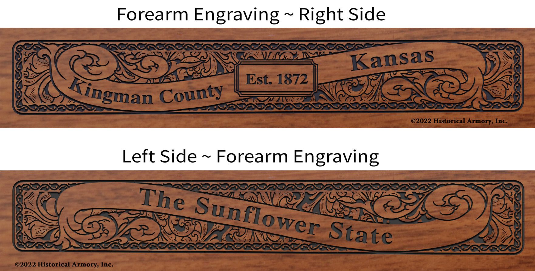 Kingman County Kansas Engraved Rifle Forearm
