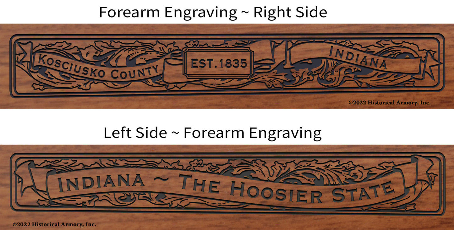 Kosciusko County Indiana Engraved Rifle Forearm Right-Side