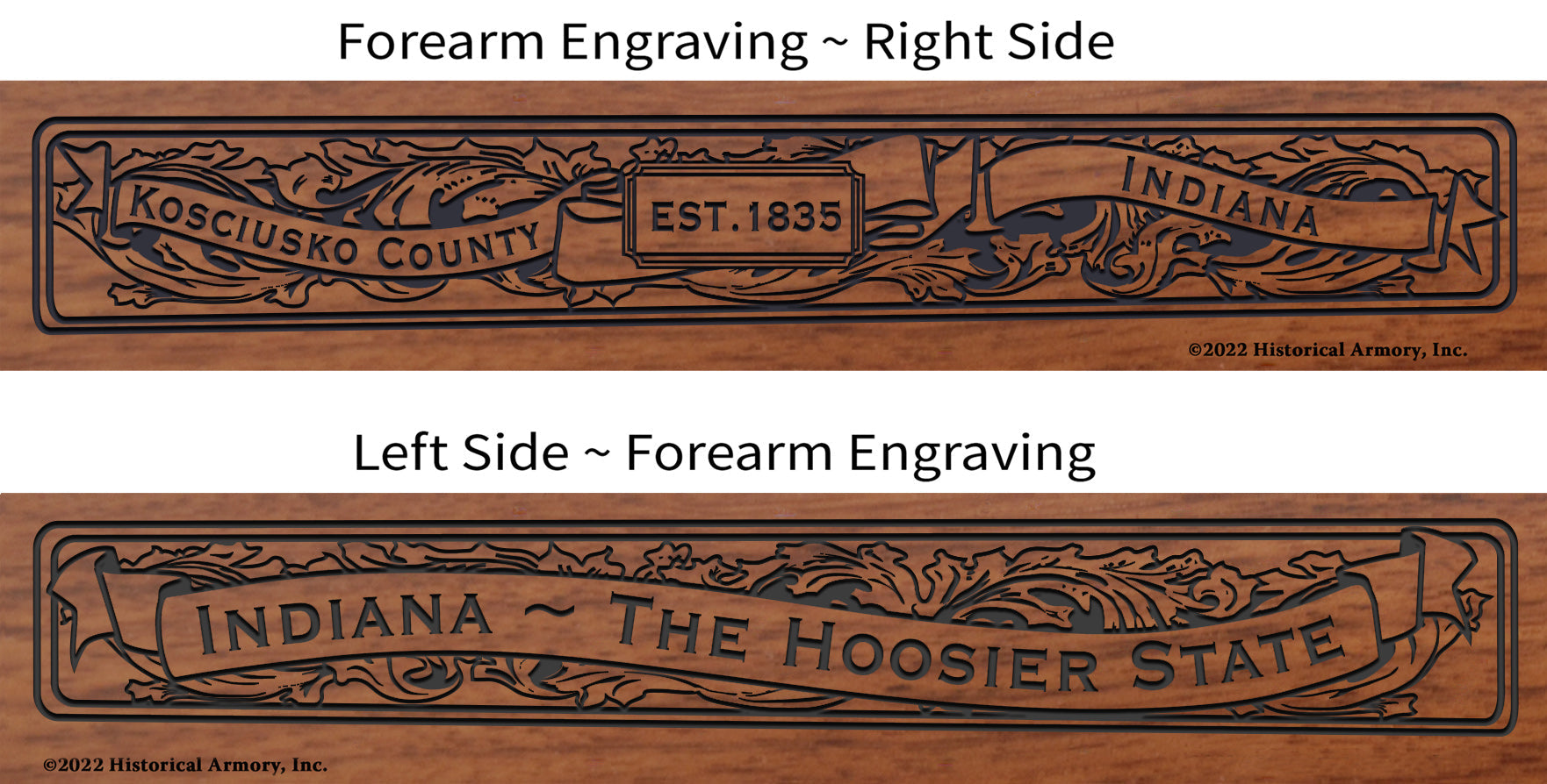 Kosciusko County Indiana Engraved Rifle Forearm Right-Side