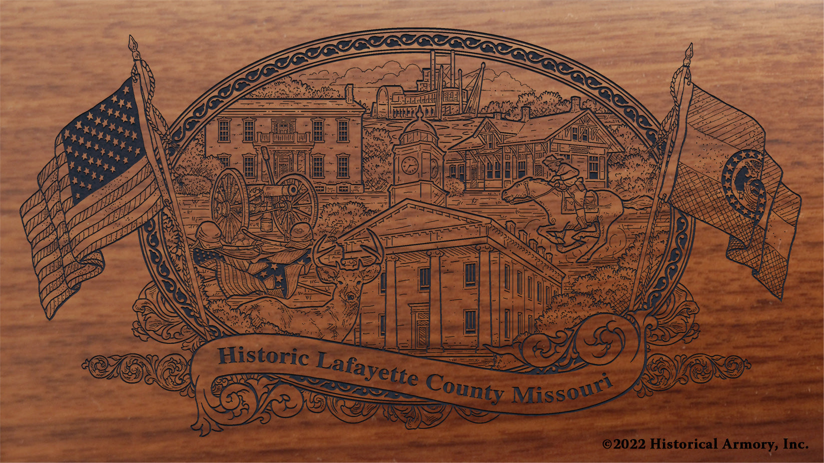 Lafayette County Missouri Engraved Rifle Buttstock