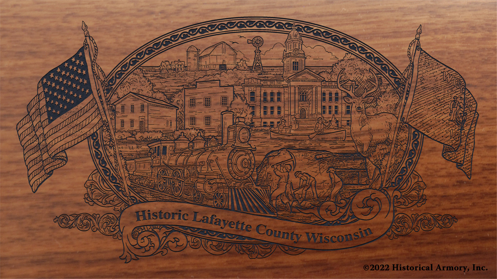 Lafayette County Wisconsin Engraved Rifle Buttstock