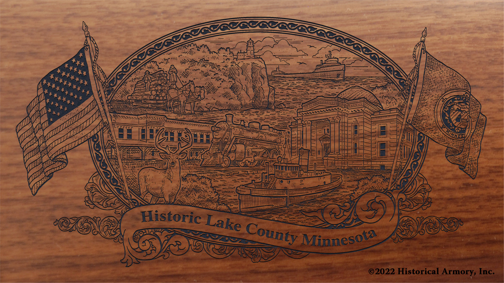 Lake County Minnesota Engraved Rifle Buttstock