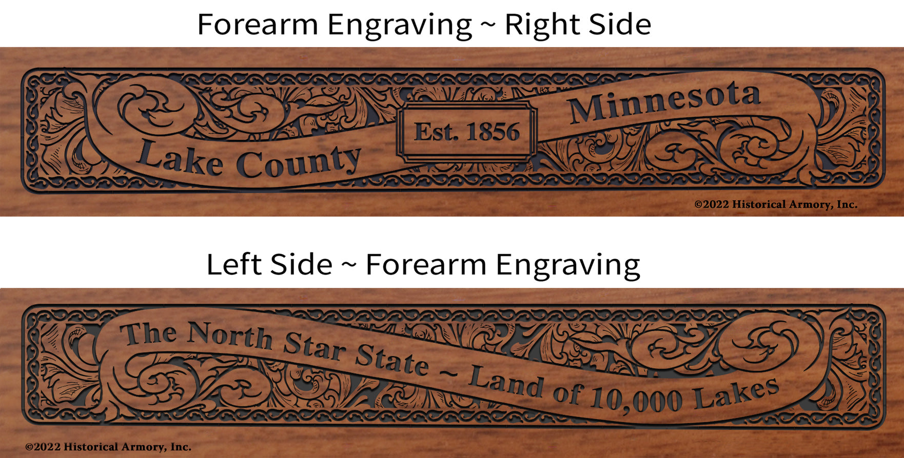 Lake County Minnesota Engraved Rifle Forearm