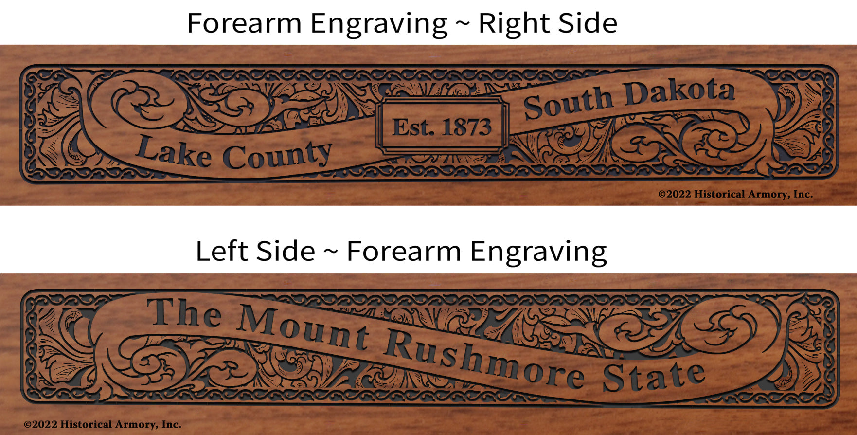 Lake County South Dakota Engraved Rifle Forearm