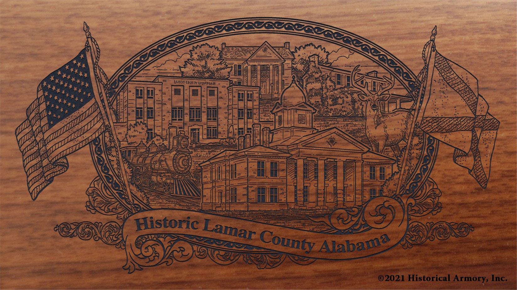 Engraved artwork | History of Lamar County Alabama | Historical Armory