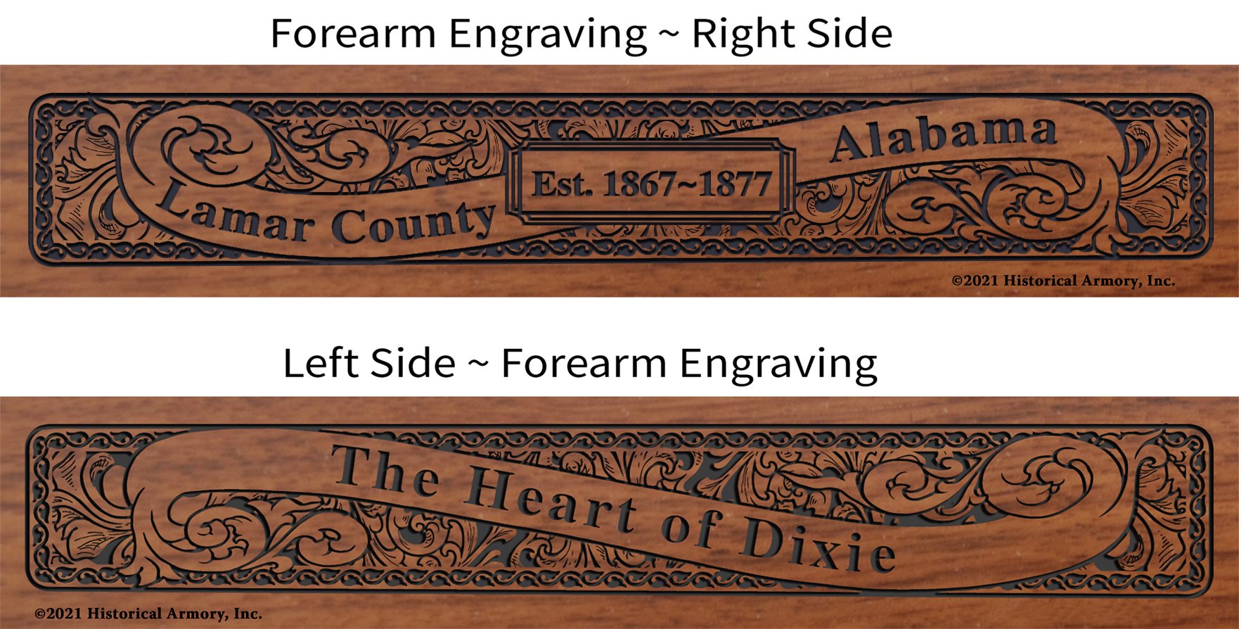 Lamar County Alabama Establishment and Motto History Engraved Rifle Forearm