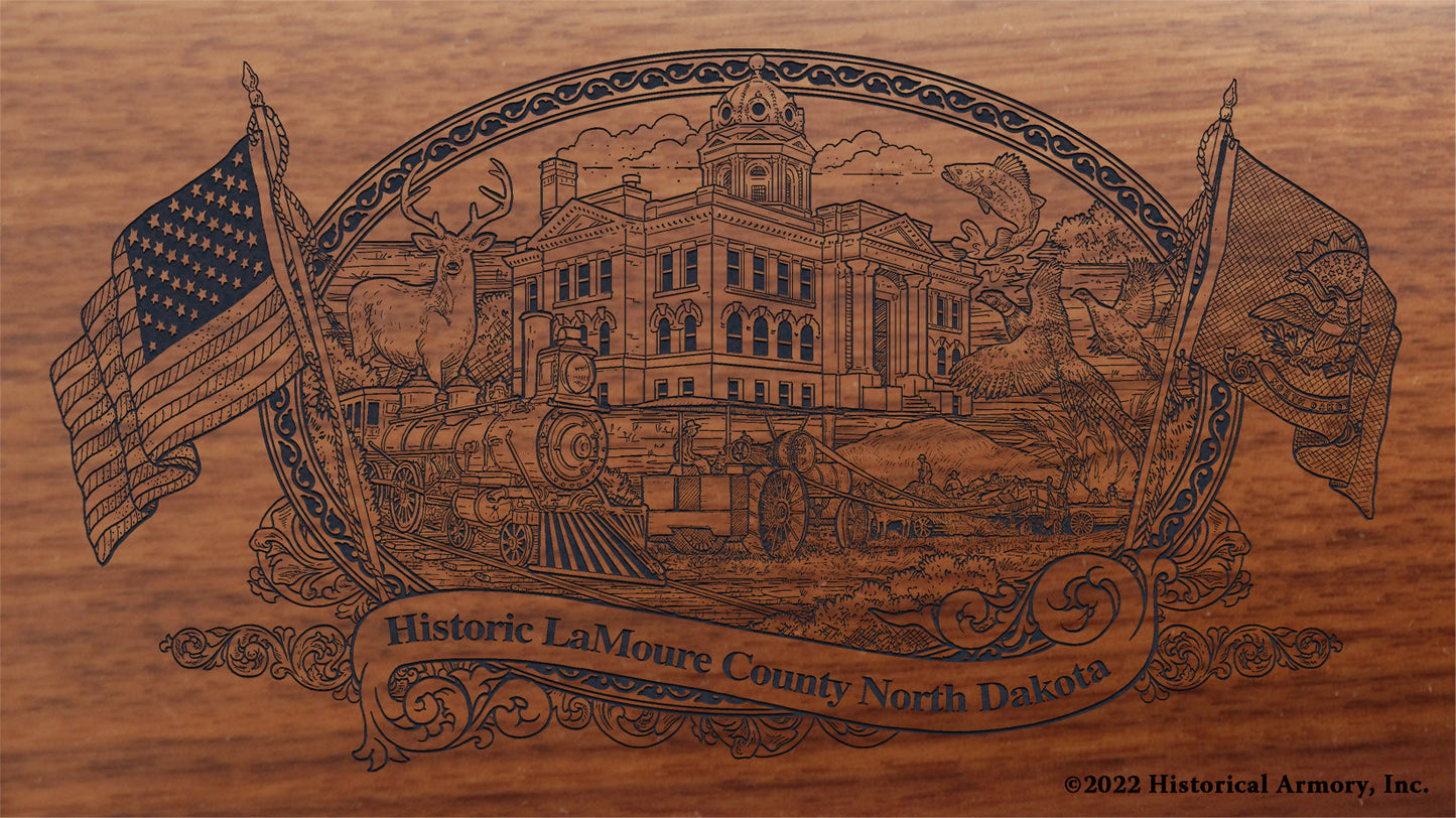 LaMoure County North Dakota Engraved Rifle Buttstock