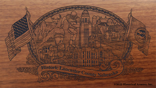 Lancaster County Nebraska Engraved Rifle Buttstock