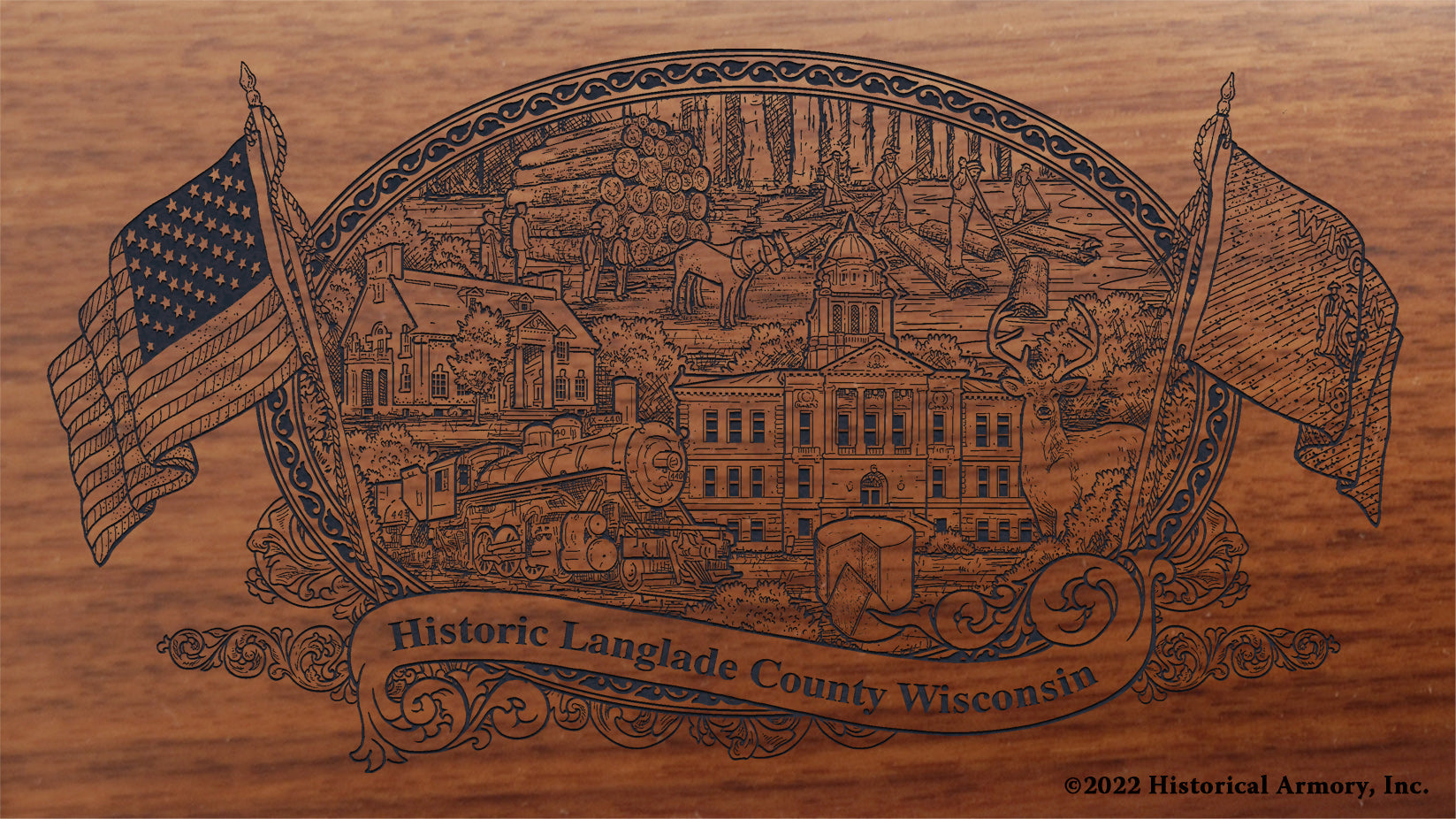 Langlade County Wisconsin Engraved Rifle Buttstock