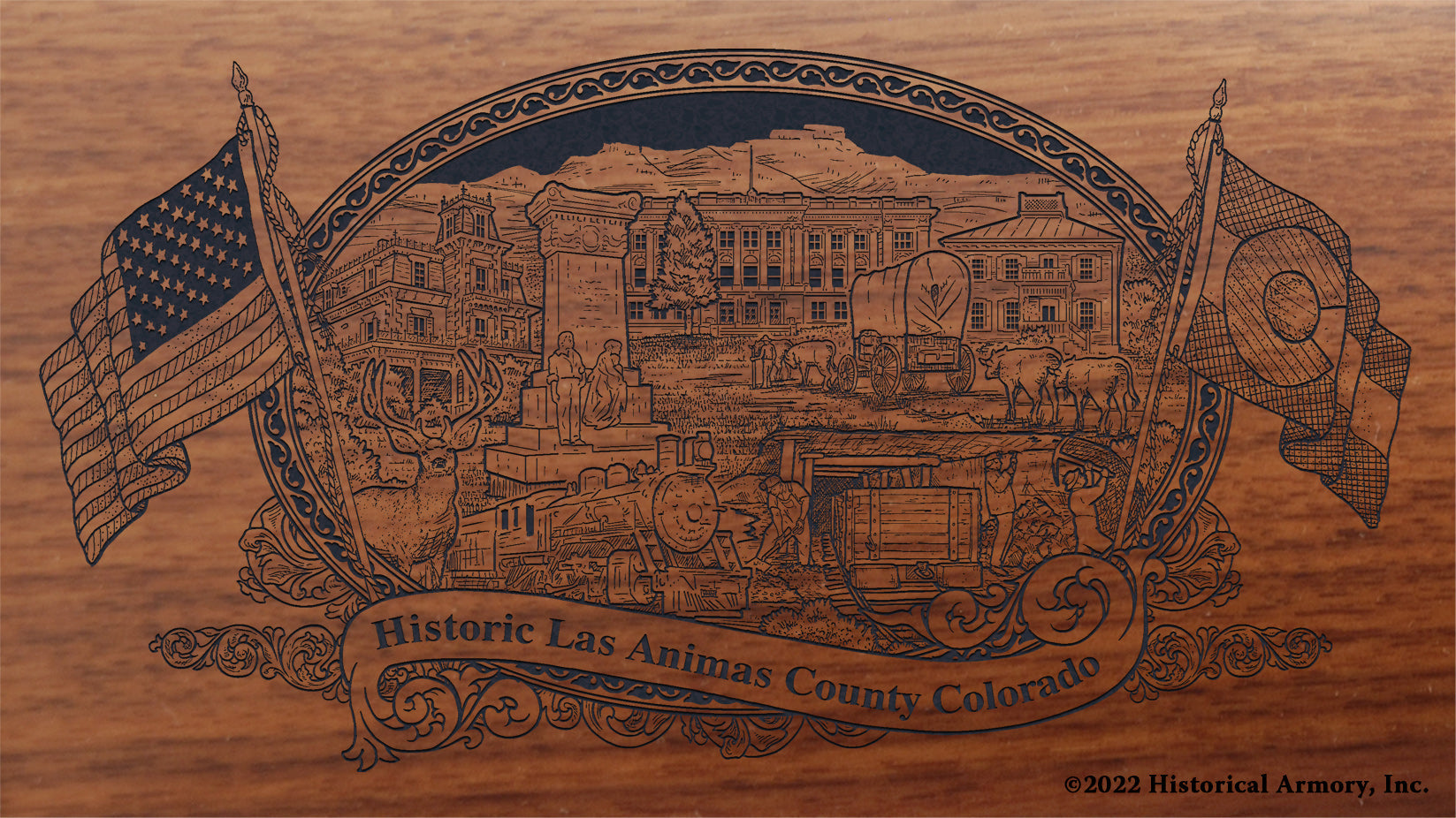 Las Animas County Colorado Engraved Rifle Buttstock
