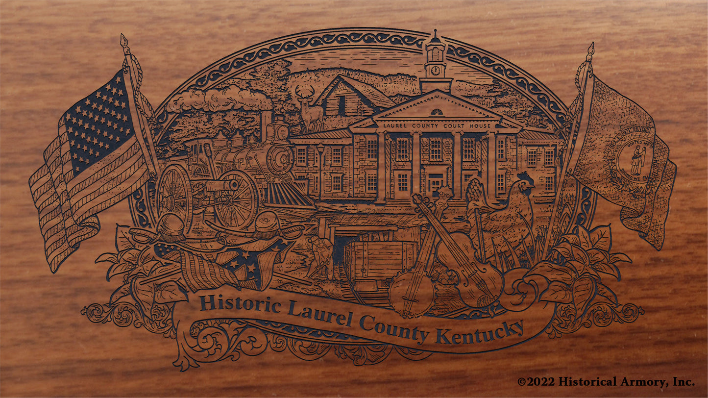Laurel County Kentucky Engraved Rifle Buttstock