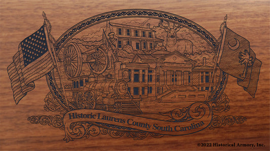 Laurens County South Carolina Engraved Rifle Buttstock