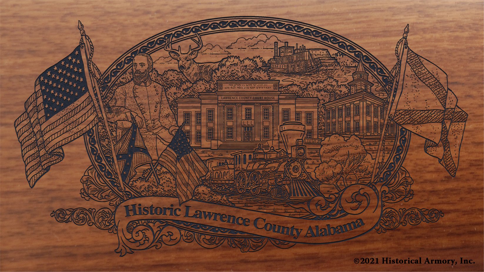 Engraved artwork | History of Lawrence County Alabama | Historical Armory