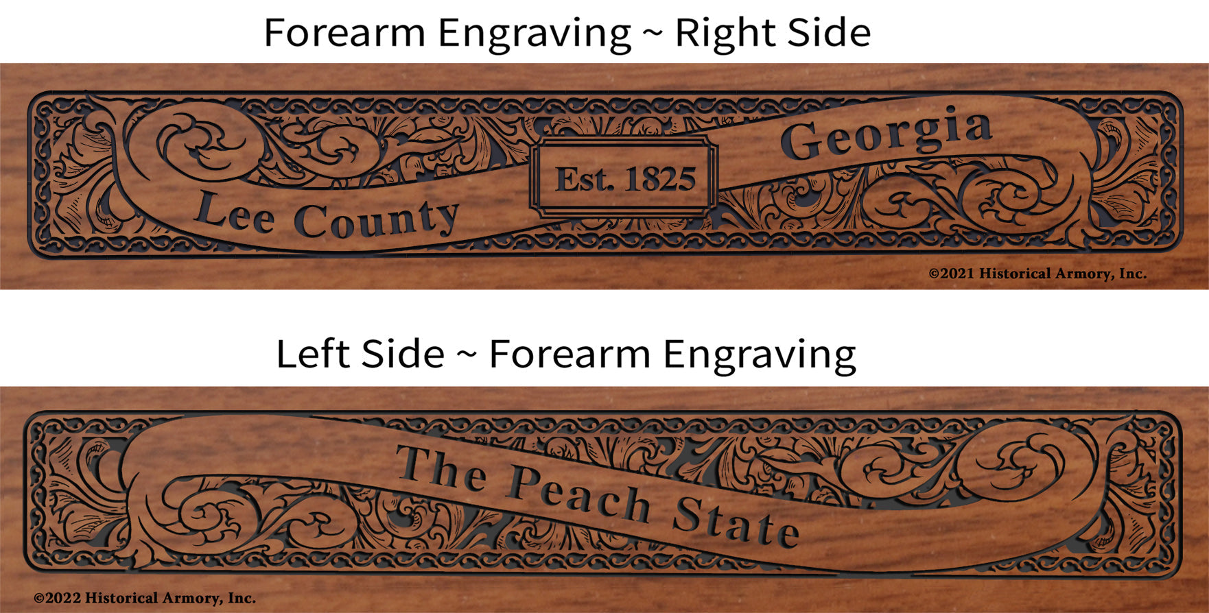 Lee County Georgia Establishment and Motto History Engraved Rifle Forearm