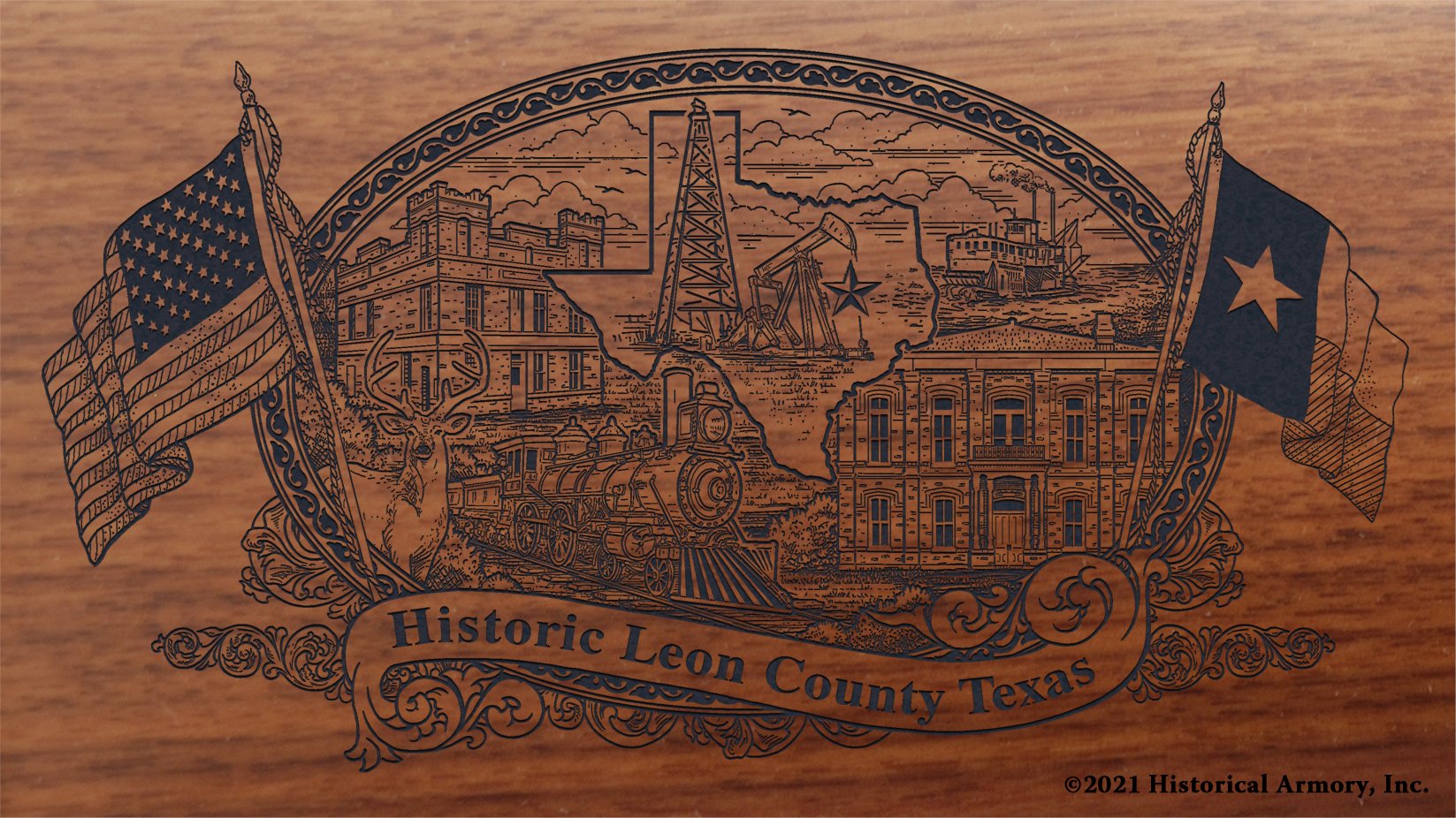 Engraved artwork | History of Leon County Texas | Historical Armory