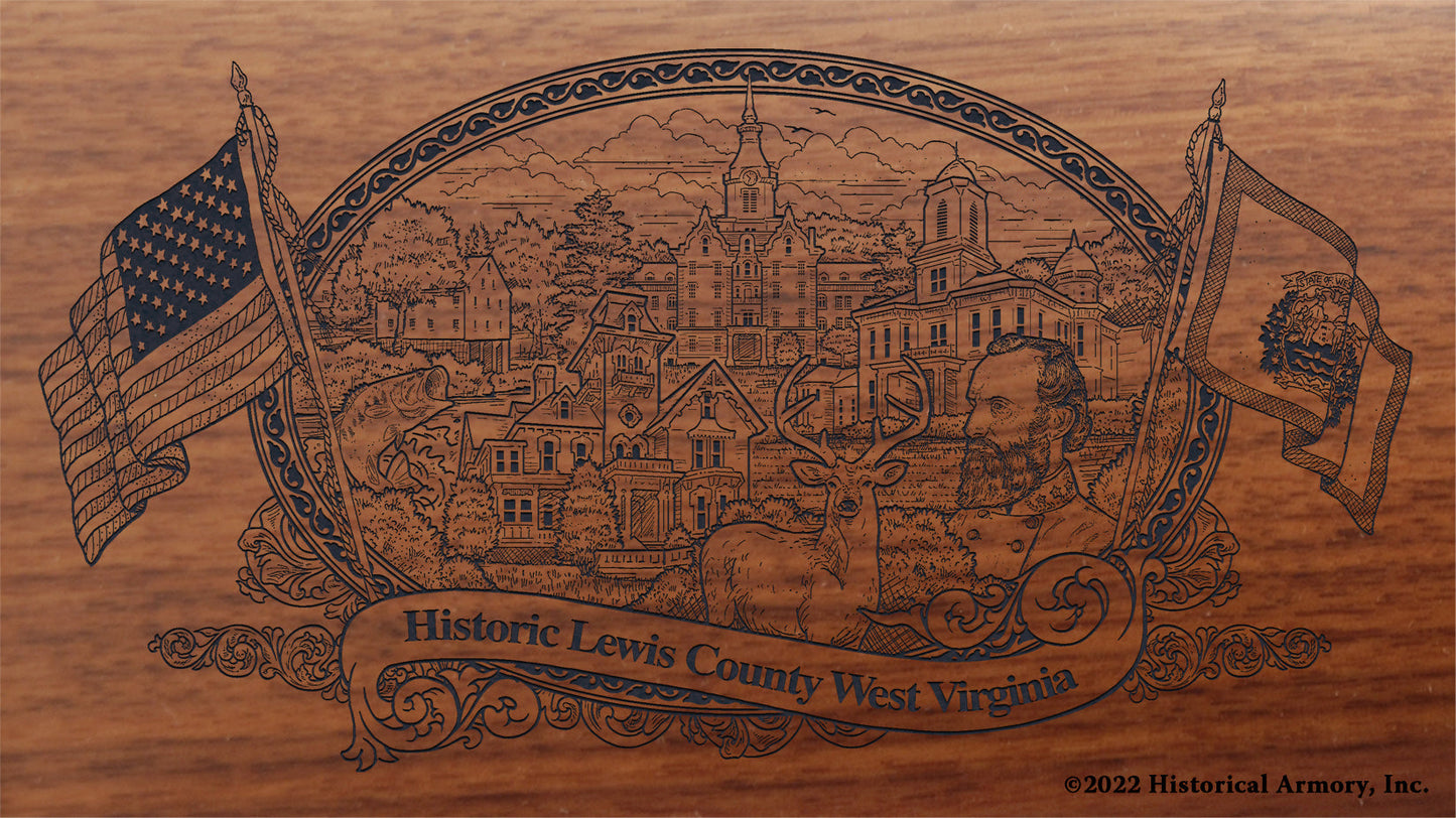 Lewis County West Virginia Engraved Rifle Buttstock