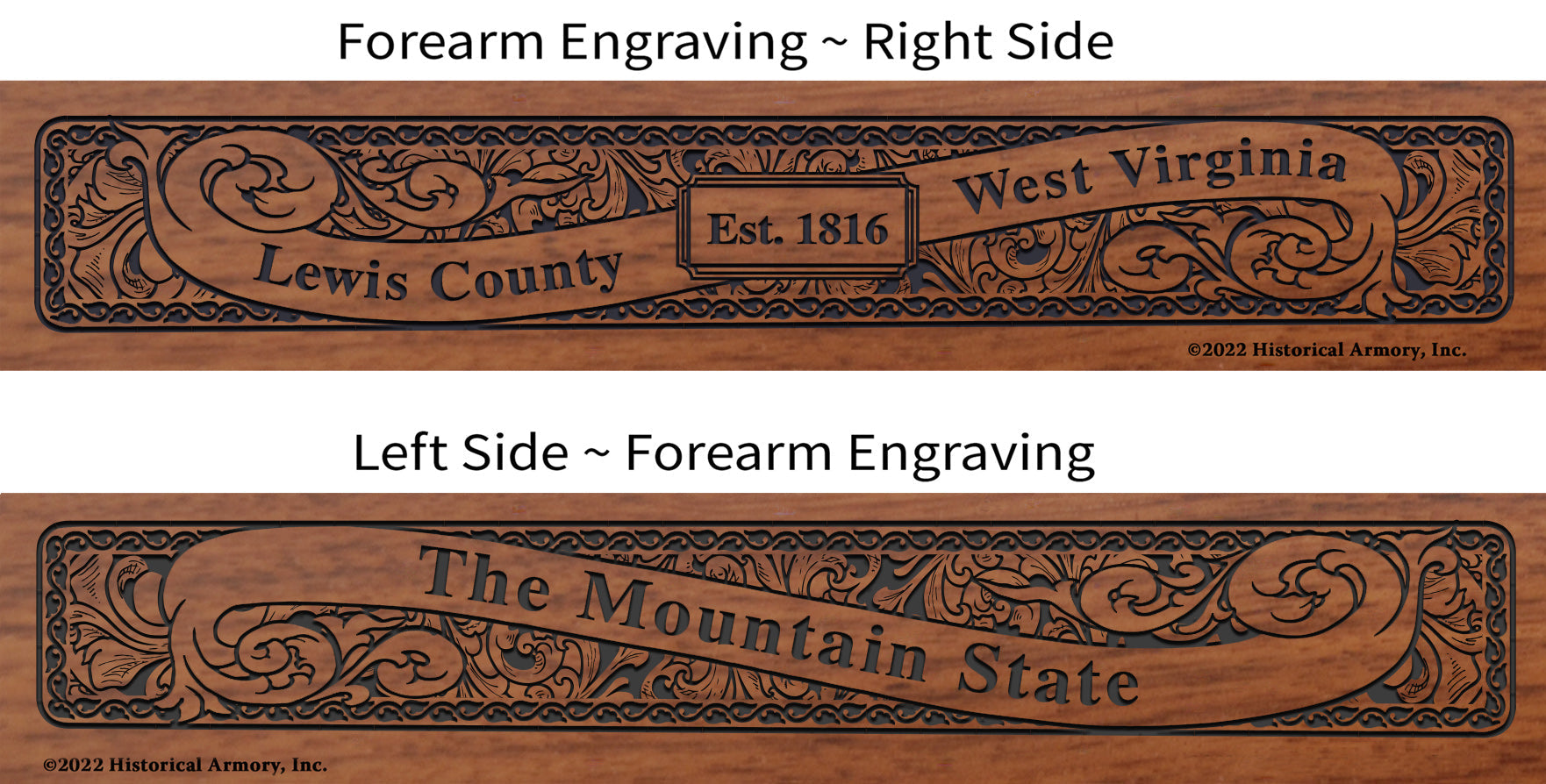 Lewis County West Virginia Engraved Rifle Forearm