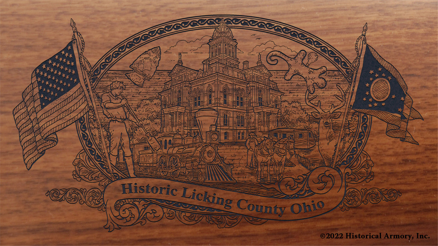 Licking County Ohio Engraved Rifle Buttstock