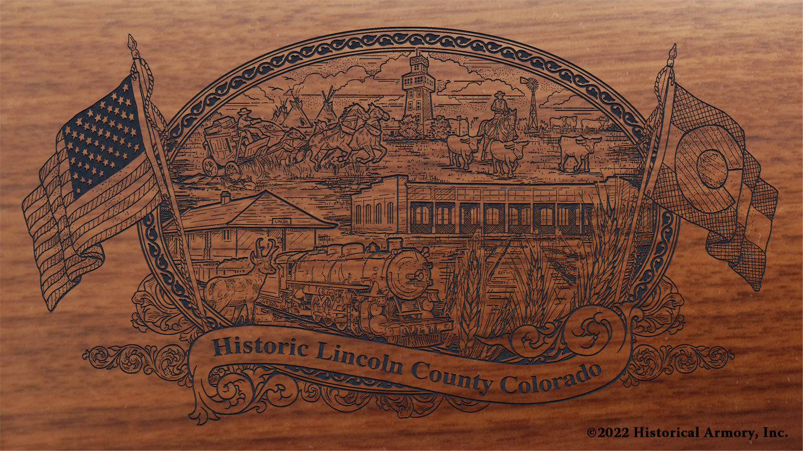 Lincoln County Colorado Engraved Rifle Buttstock