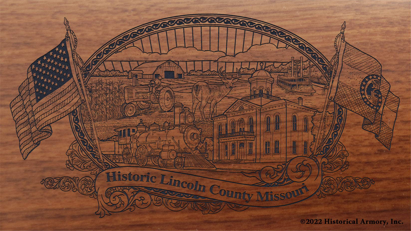 Lincoln County Missouri Engraved Rifle Buttstock