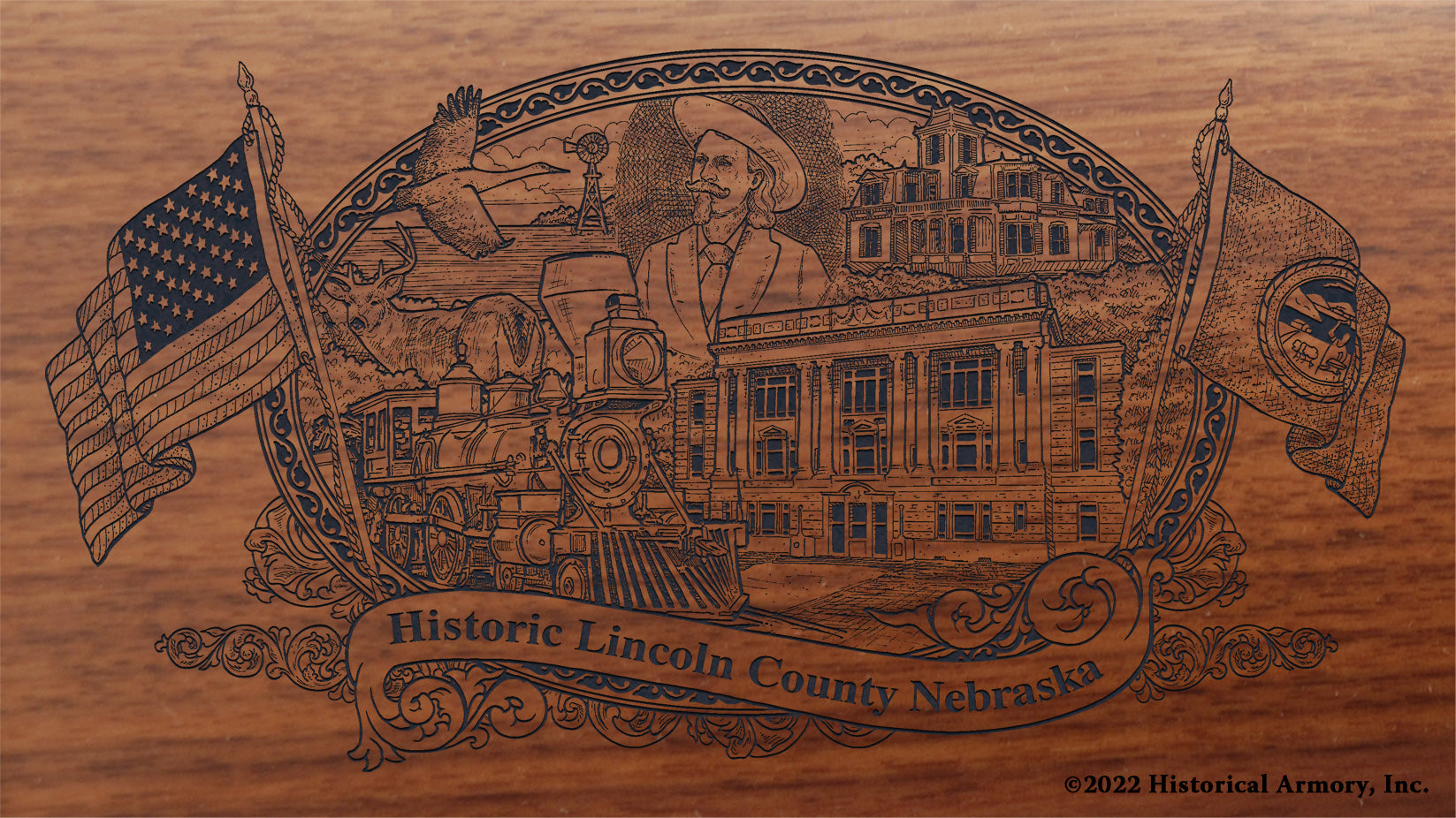 Lincoln County Nebraska Engraved Rifle Buttstock