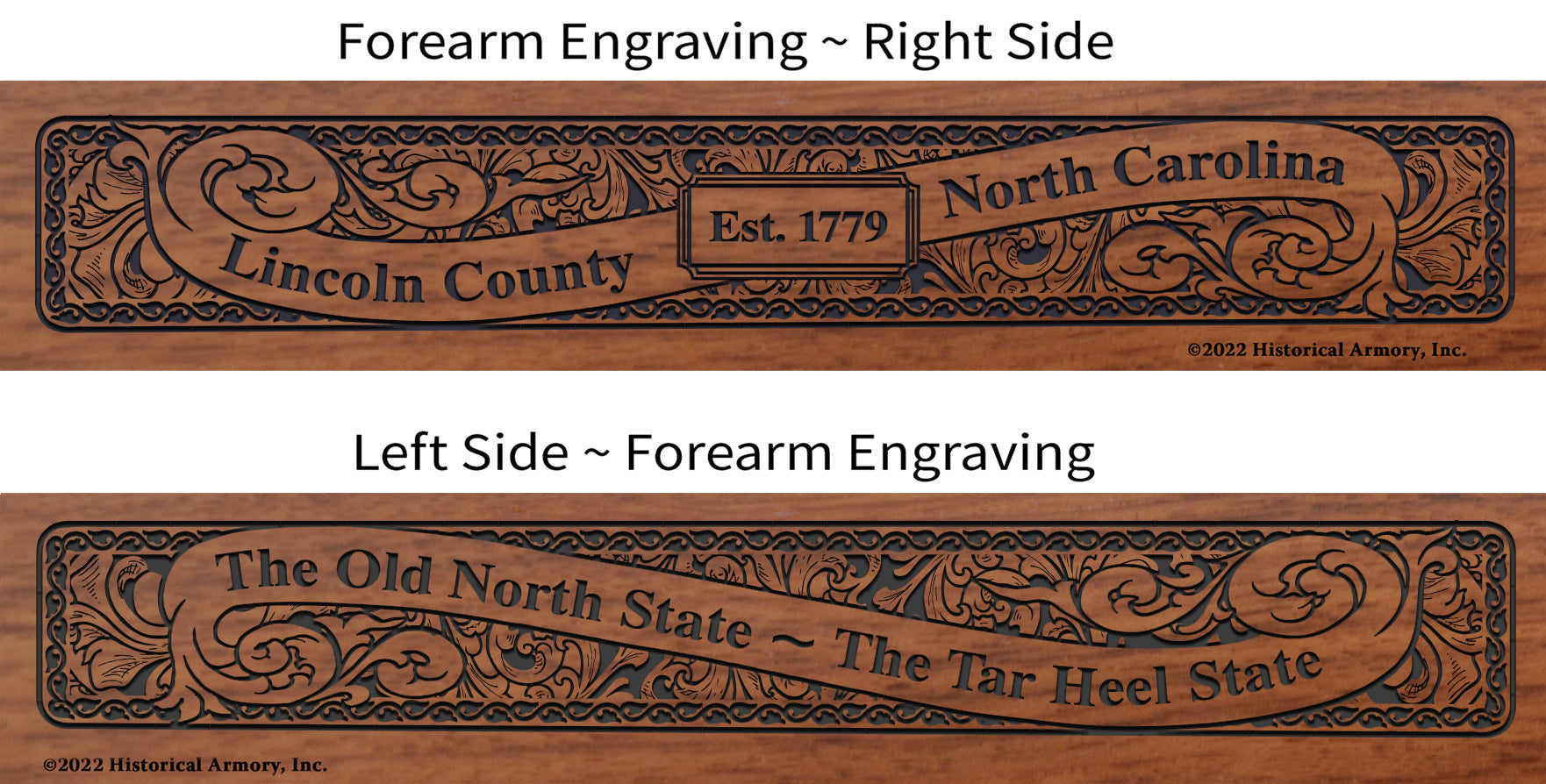 Lincoln County North Carolina Engraved Rifle Forearm