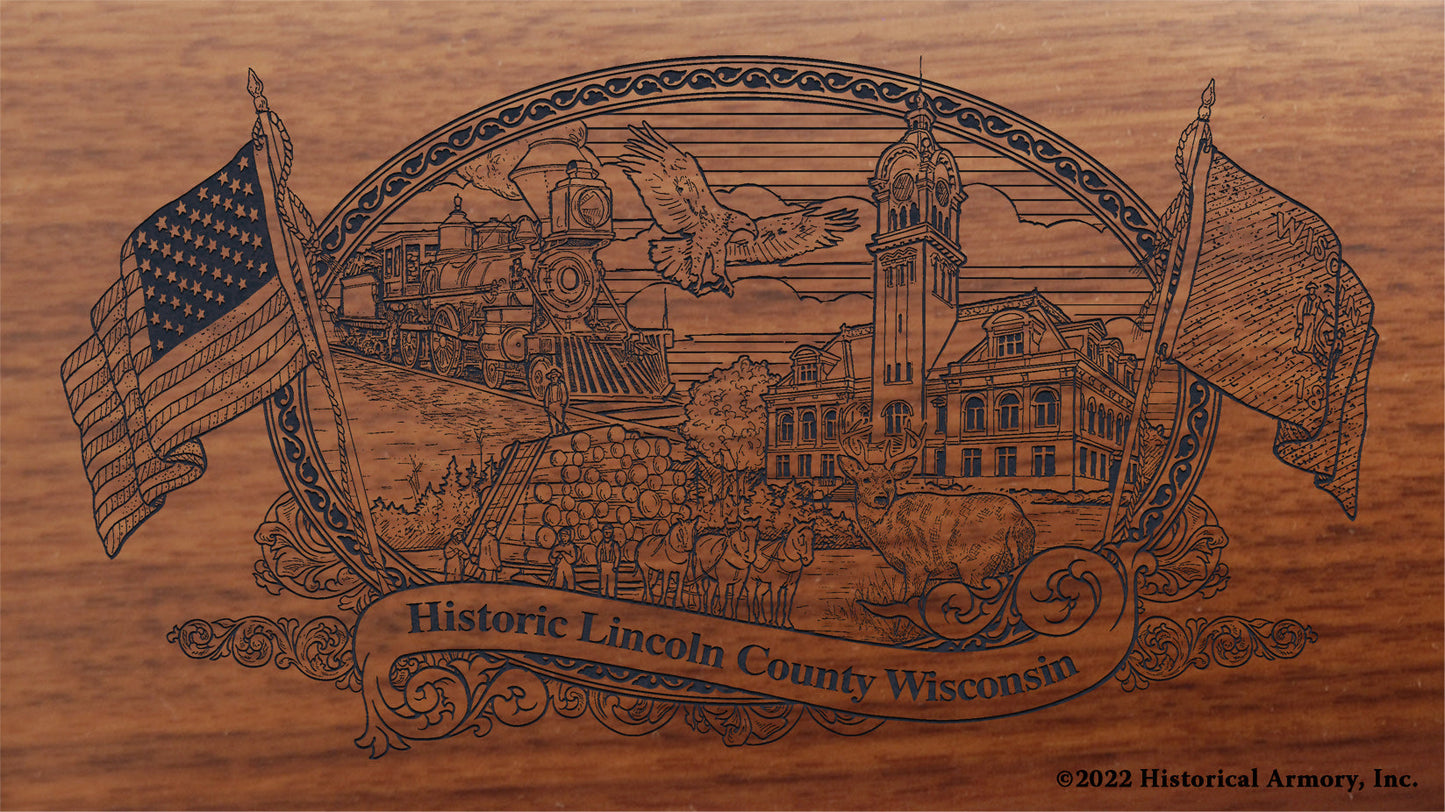 Lincoln County Wisconsin Engraved Rifle Buttstock