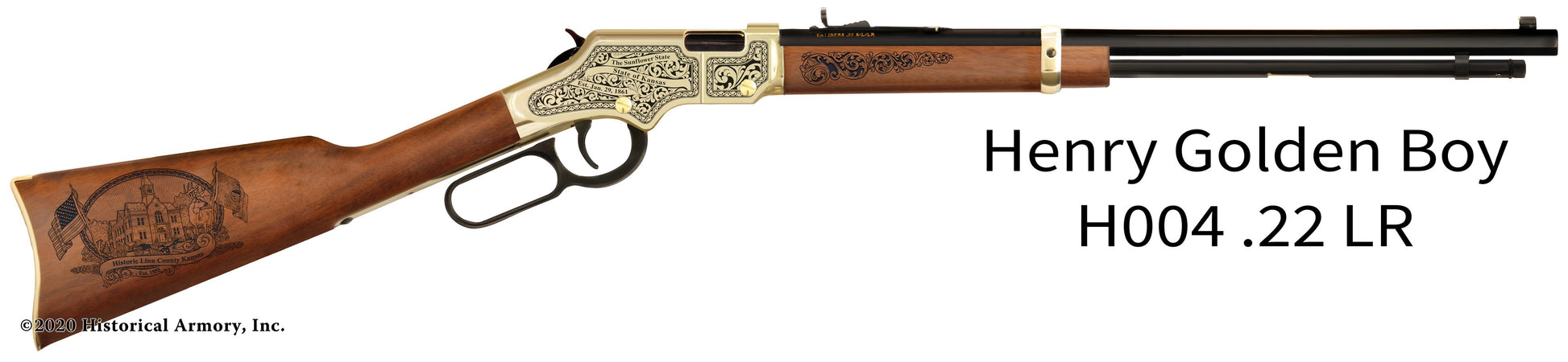 Linn County Kansas Engraved Henry Golden Boy Rifle