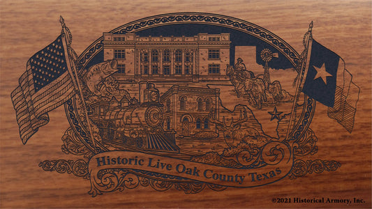 Engraved artwork | History of Live Oak County Texas | Historical Armory