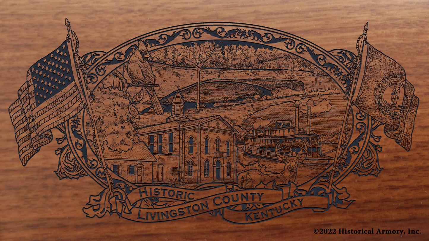 Livingston County Kentucky Engraved Rifle Buttstock