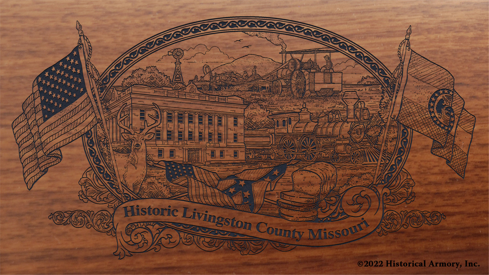 Livingston County Missouri Engraved Rifle Buttstock