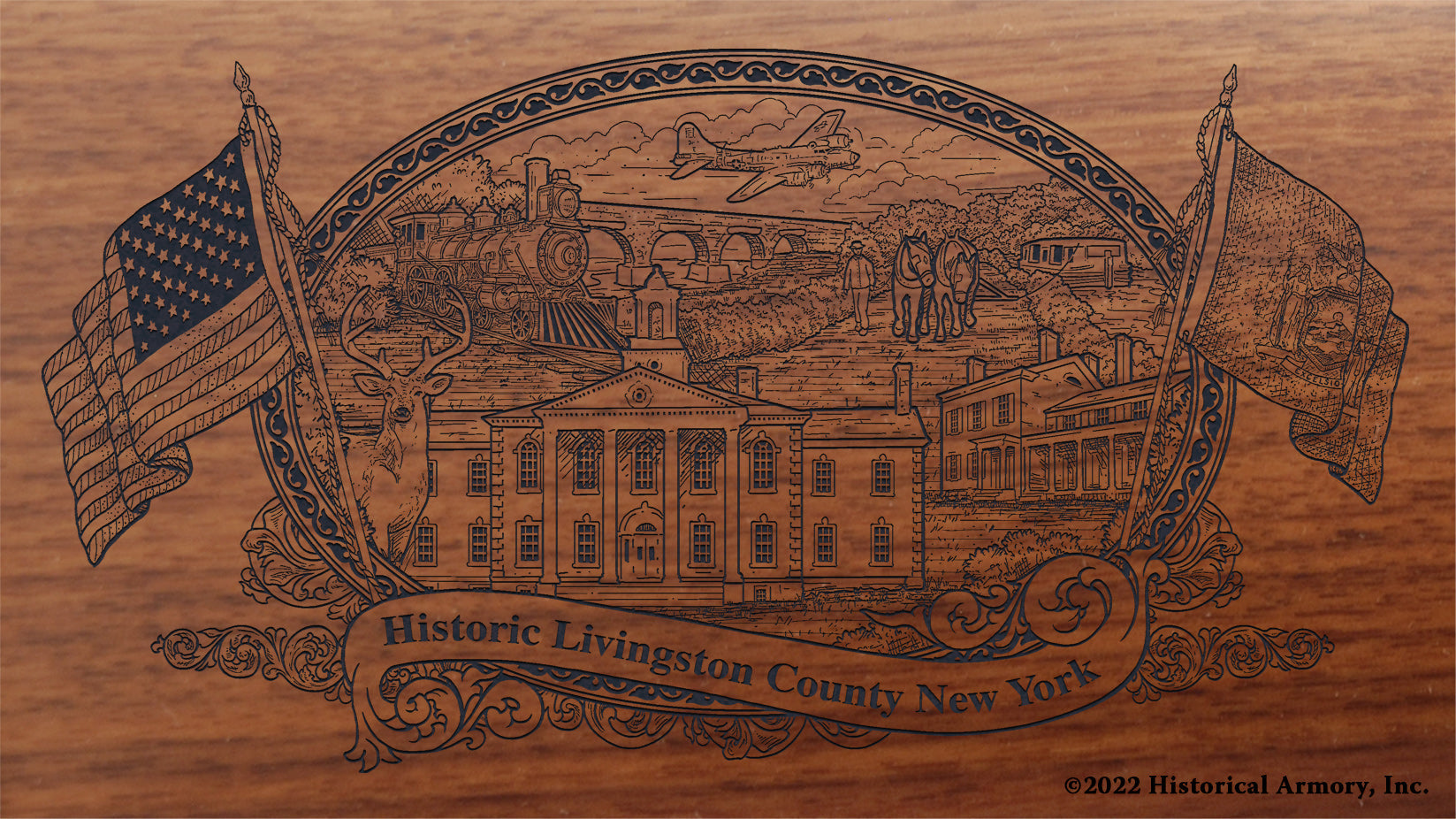 Livingston County New York Engraved Rifle Buttstock