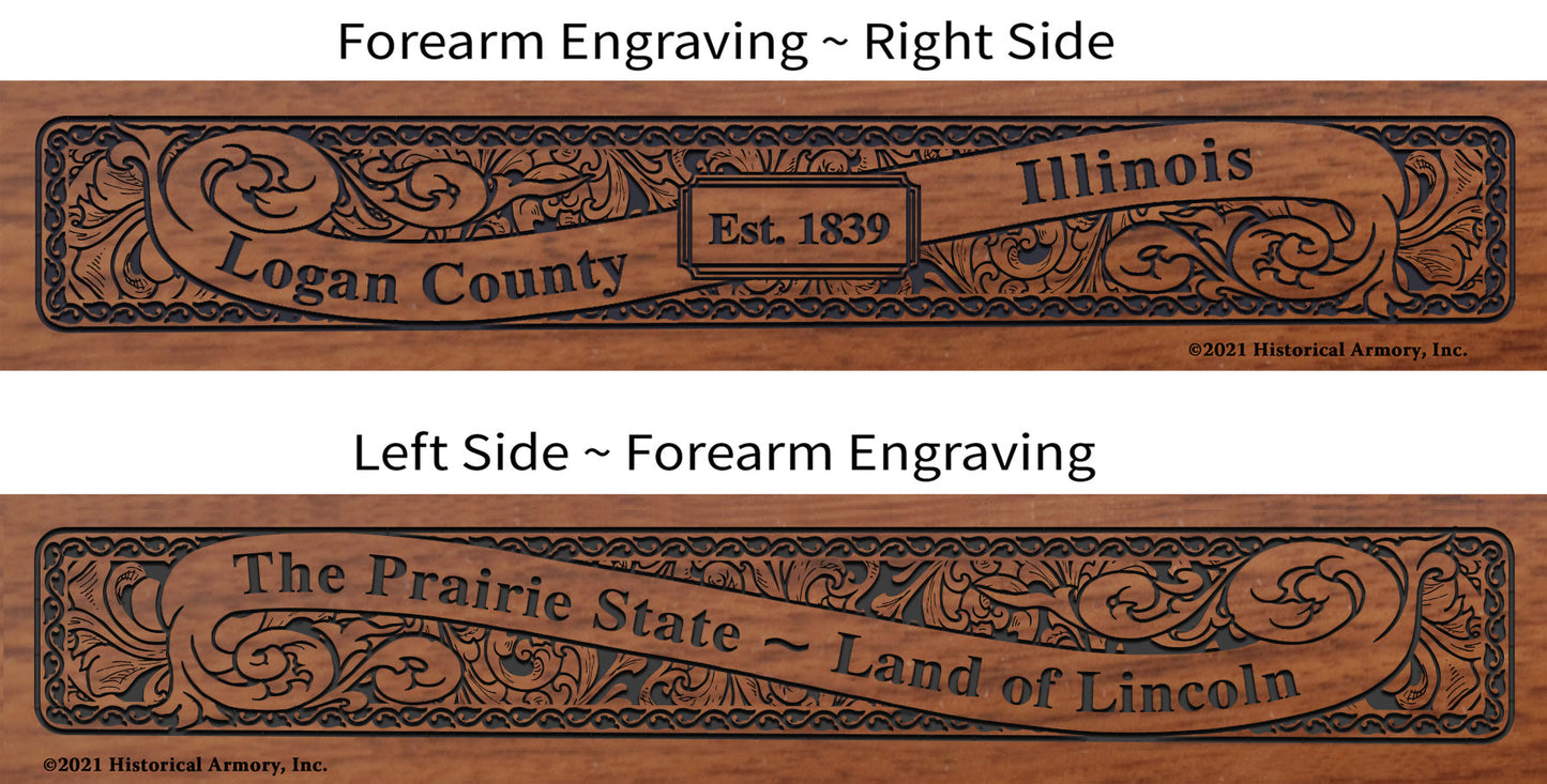 Logan County Illinois Establishment and Motto History Engraved Rifle Forearm