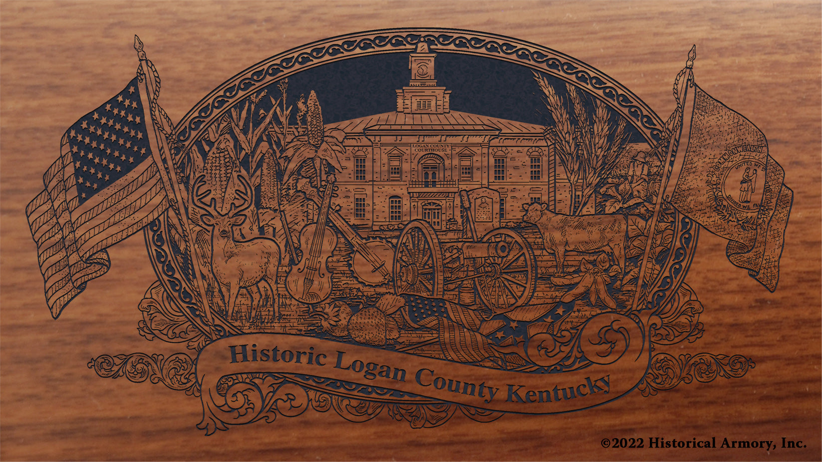 Logan County Kentucky Engraved Rifle Buttstock