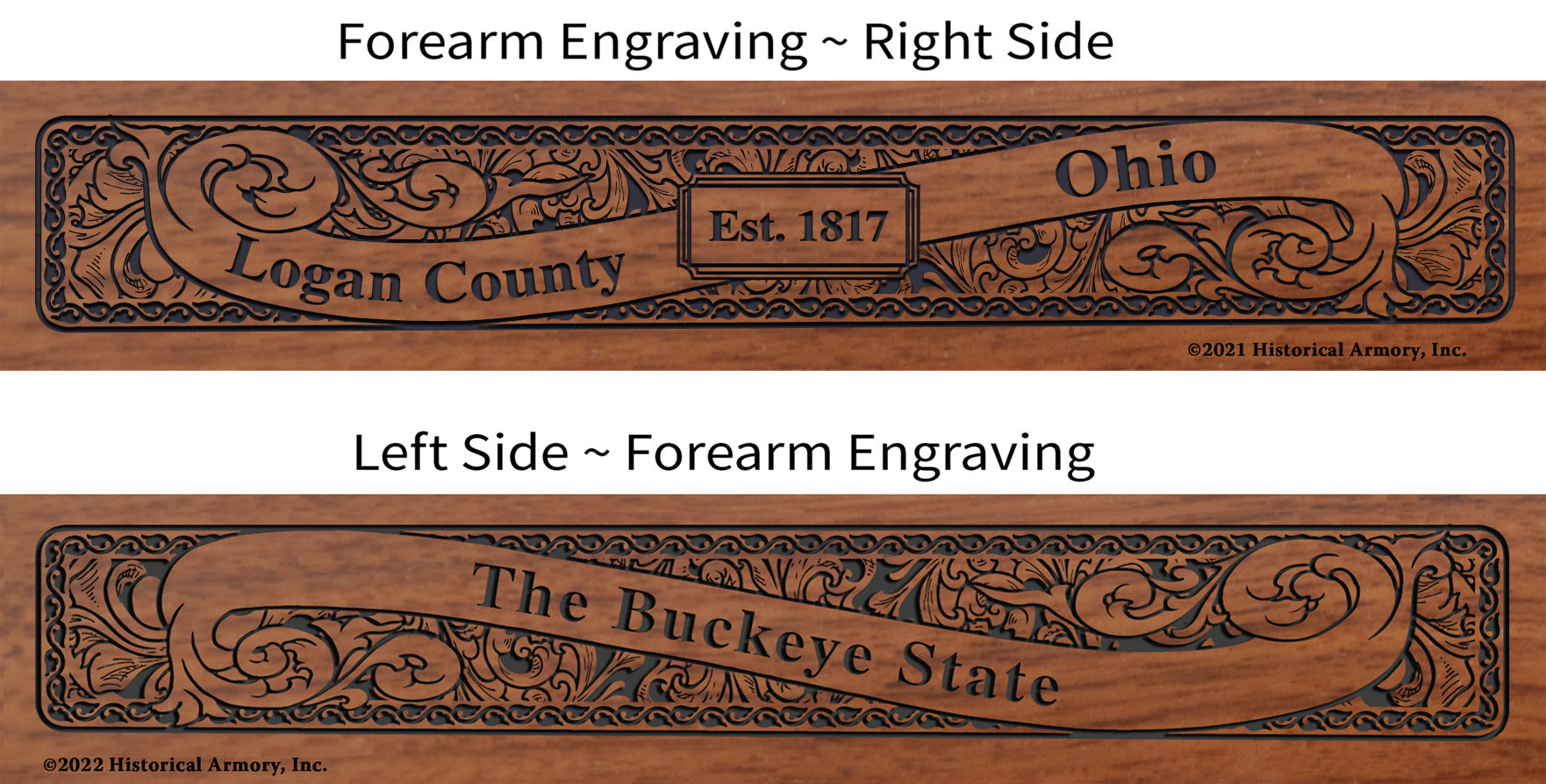 Logan County Ohio Engraved Rifle Forearm