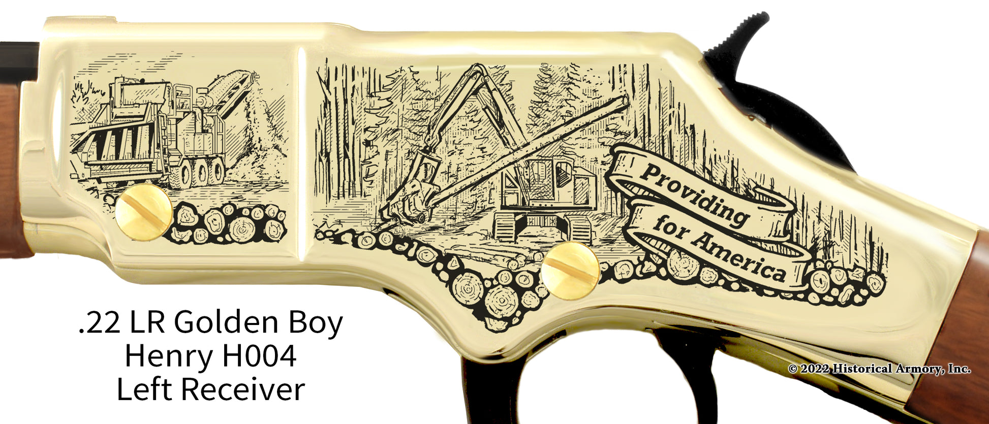 logger providing for America golden boy henry engraved rifle