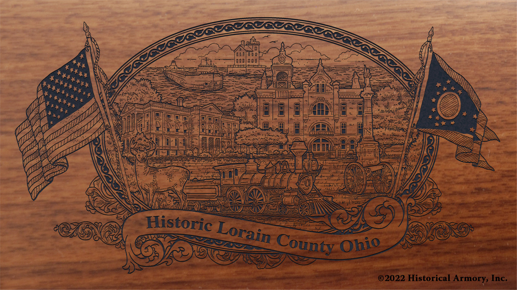 Lorain County Ohio Engraved Rifle Buttstock