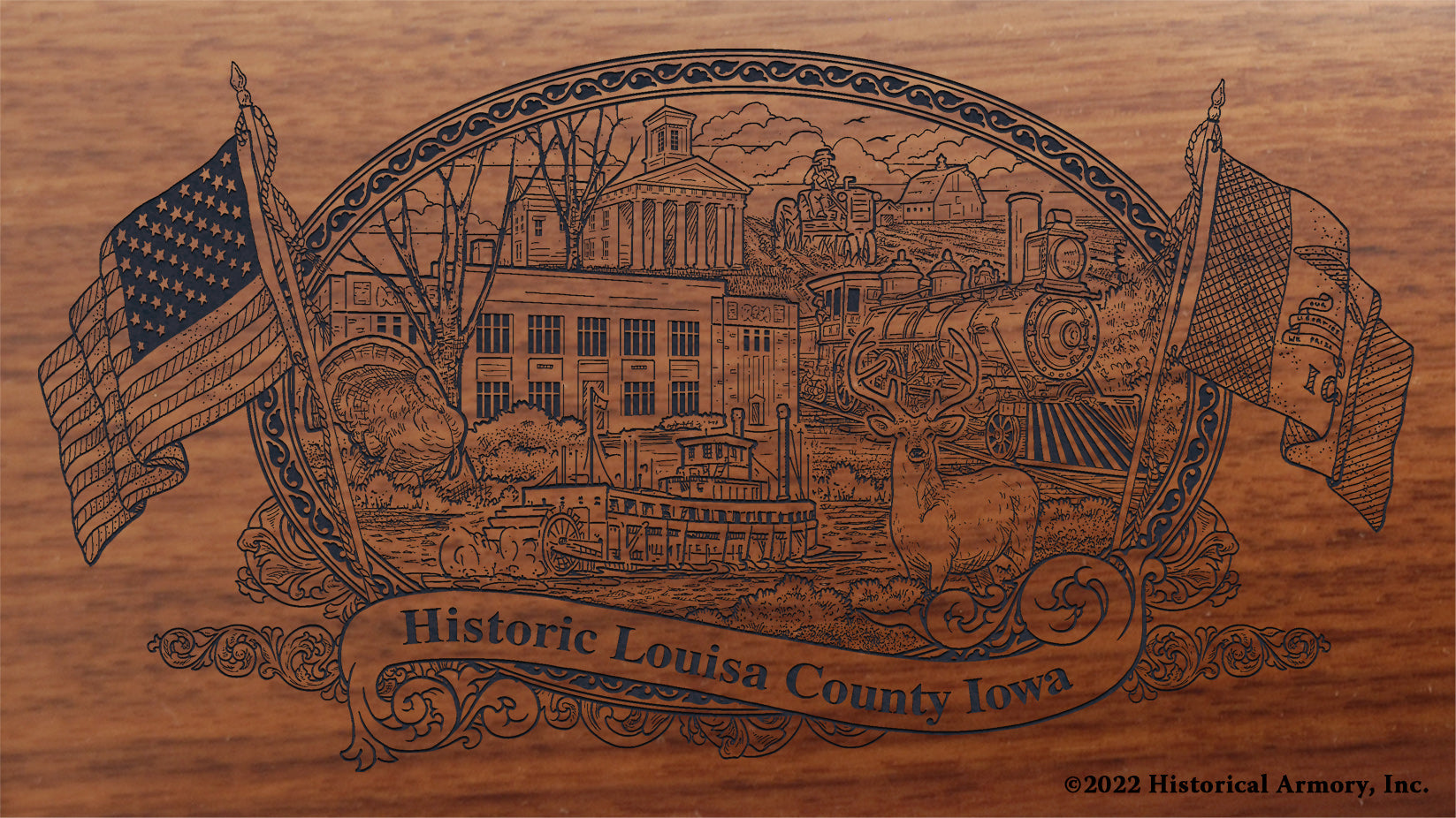 Louisa County Iowa Engraved Rifle Buttstock