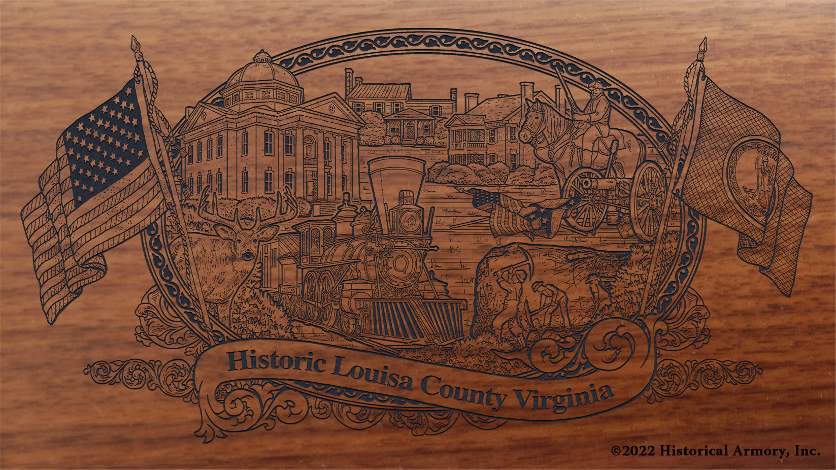 Louisa County Virginia Engraved Rifle Buttstock