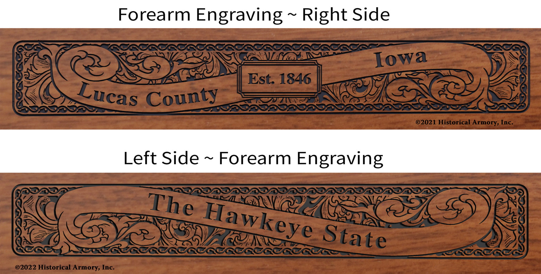 Lucas County Iowa Engraved Rifle Forearm