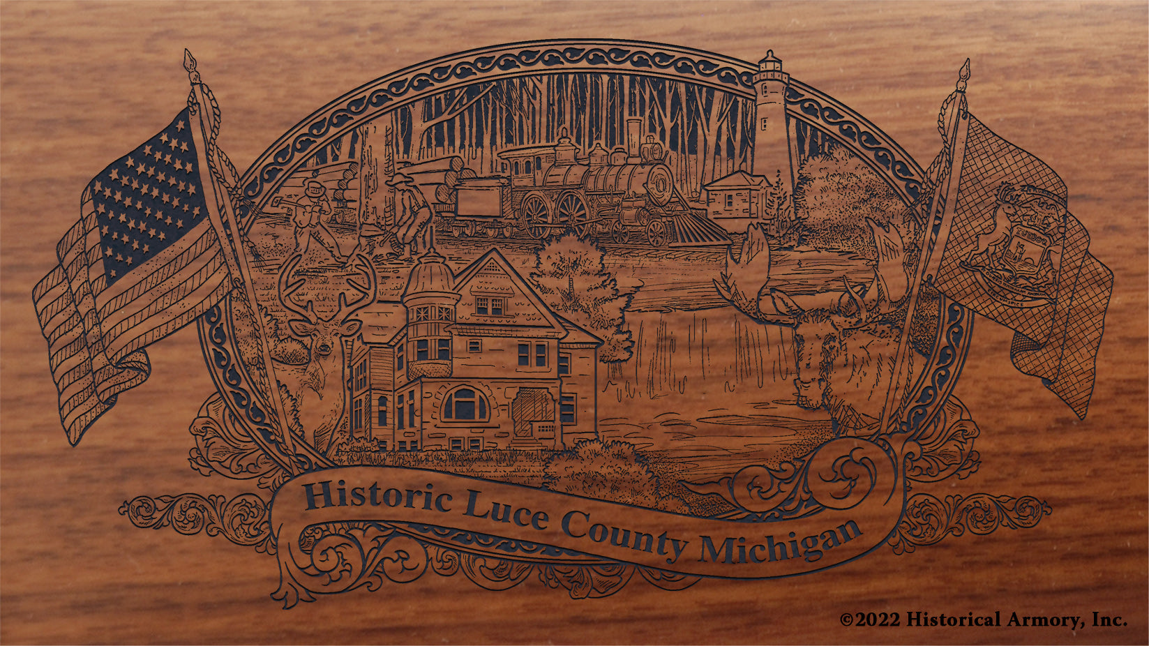 Luce County Michigan Engraved Rifle Buttstock