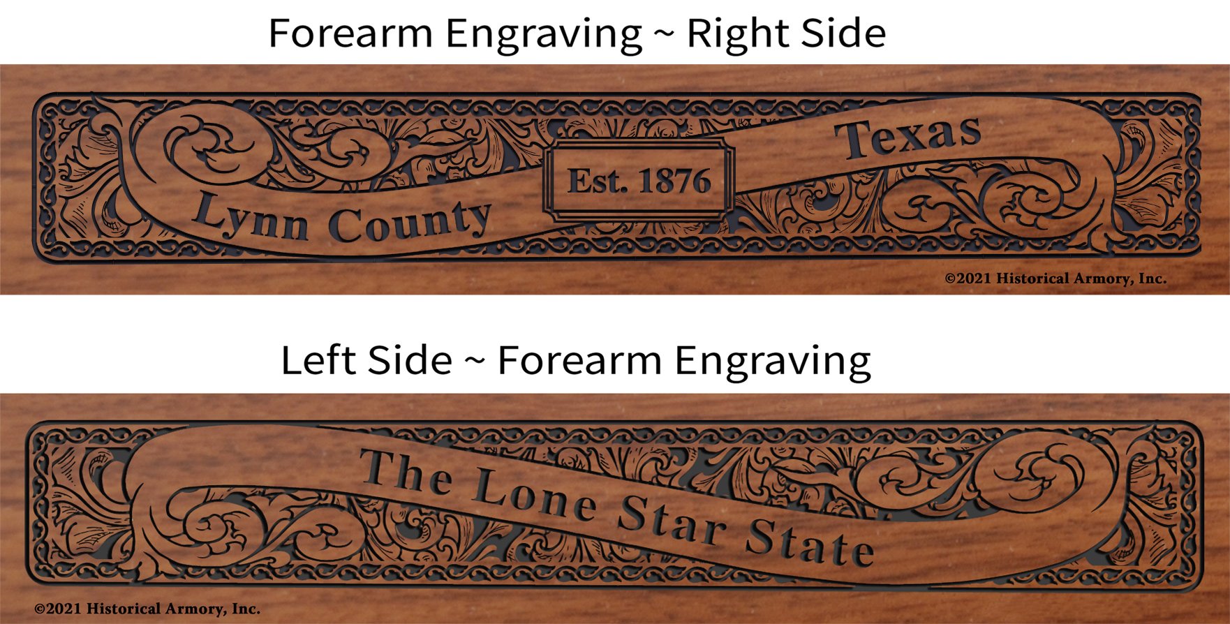 Lynn County Texas Establishment and Motto History Engraved Rifle Forearm
