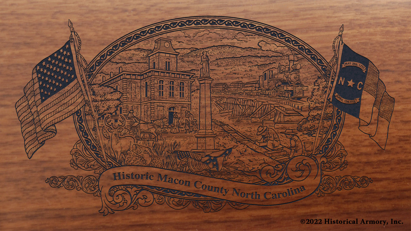 Macon County North Carolina Engraved Rifle Buttstock