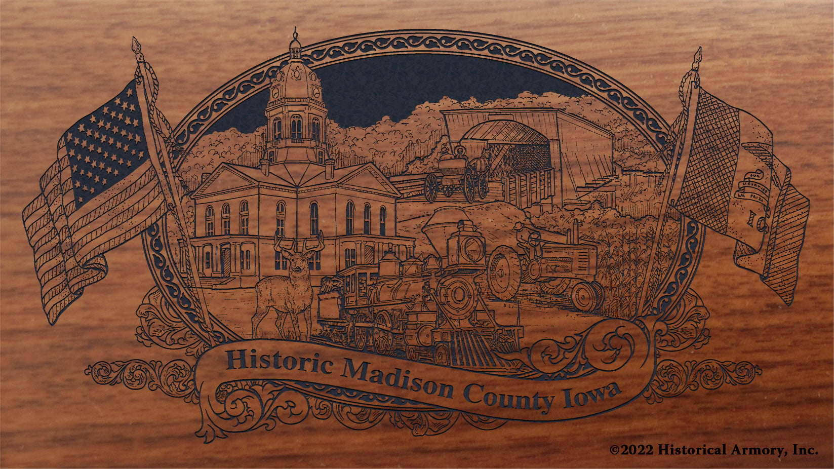 Madison County Iowa Engraved Rifle Buttstock
