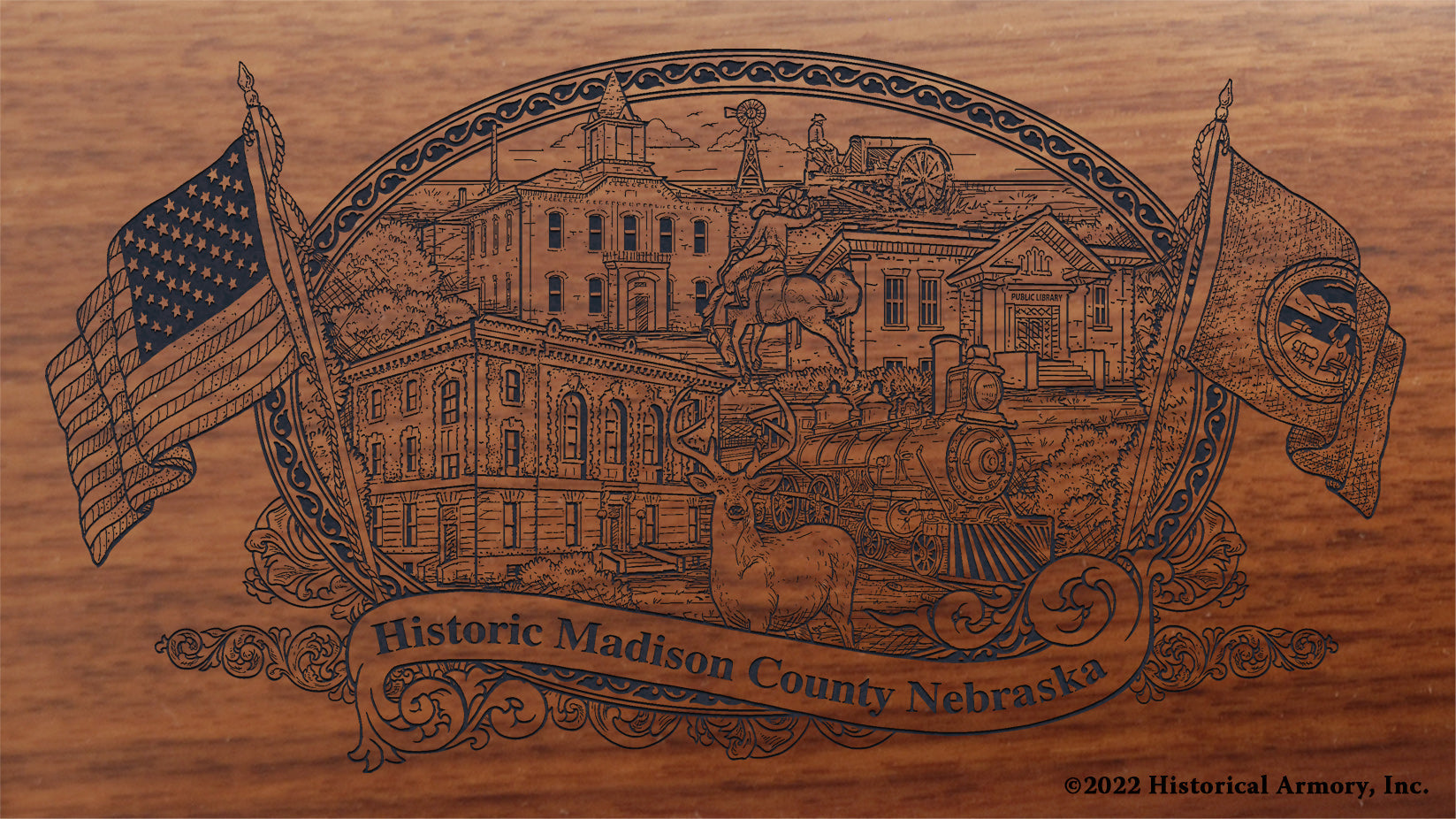 Madison County Nebraska Engraved Rifle Buttstock