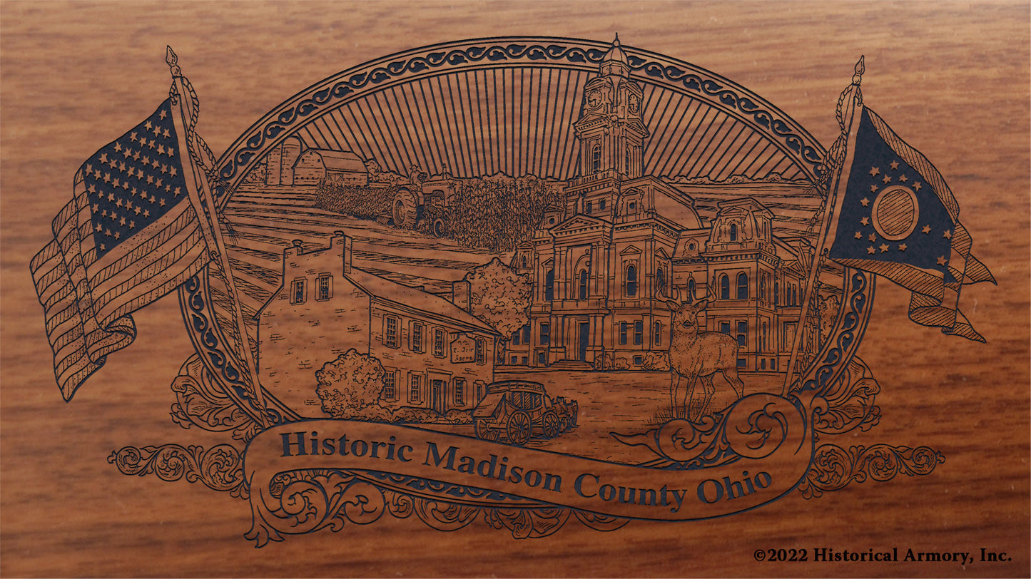 Madison County Ohio Engraved Rifle Buttstock